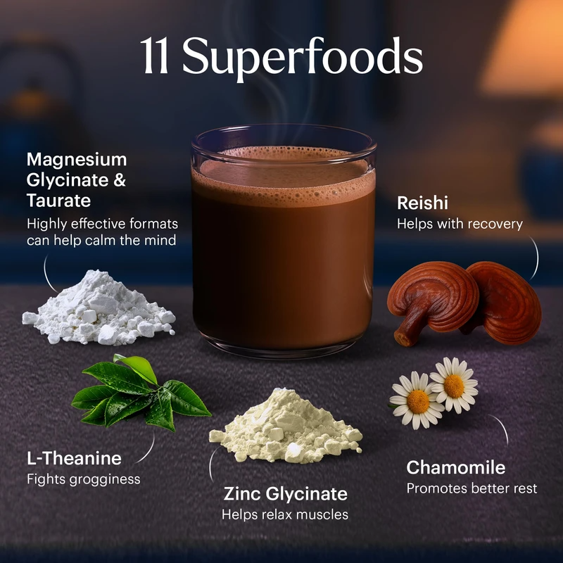 MoonBrew Nighttime Magnesium Hot Cocoa, Natural Sleep Aid Drink Mix for Adults - Calming Melatonin-Free Sleep Support - Sleepy Hot Chocolate Powder with L-Theanine, Chamomile & Zinc Glycinate